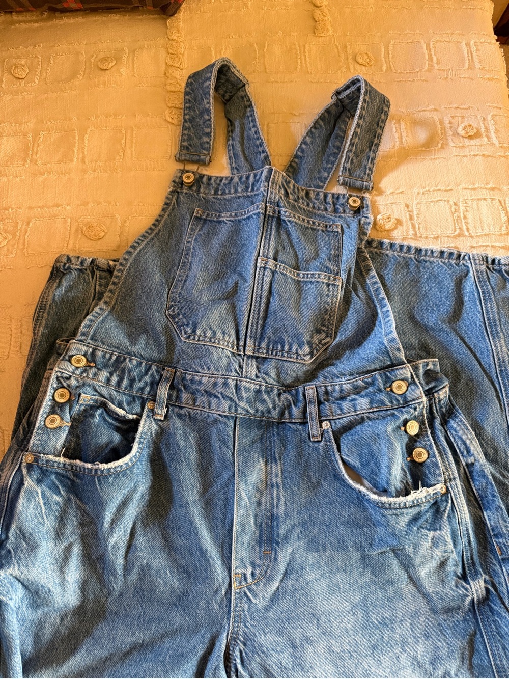 Free People Vintage-Inspired Blue Denim Overalls